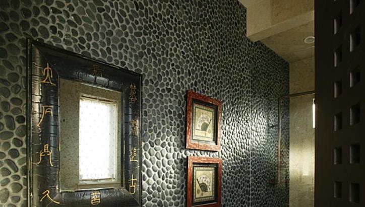 Interior hallway with textured wall