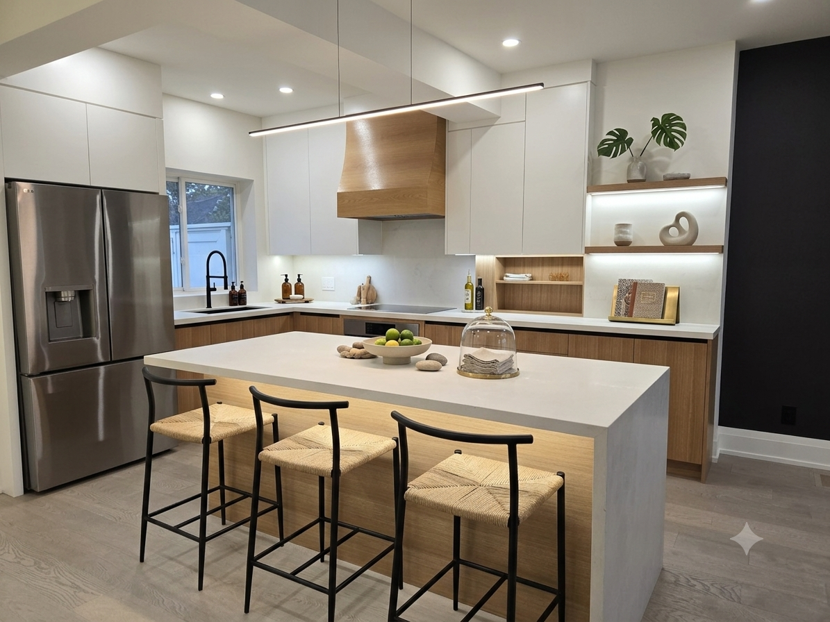 Modern kitchen with white cabinetry